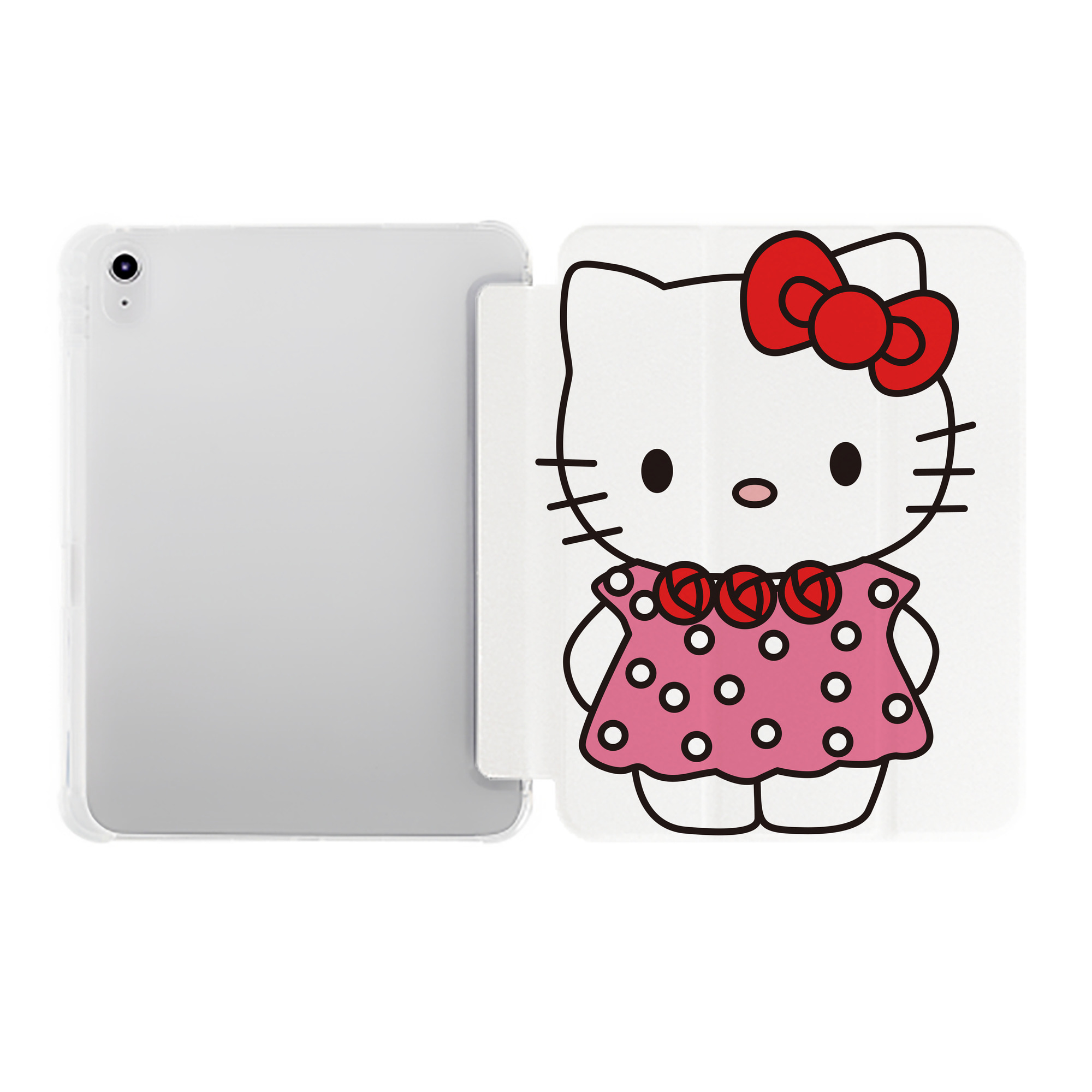 （画像用） Hello Kitty ハローキティ IPad ケース ペン収納付き 三つ折りスタンド PUレザー×シリコン 対応機種9.5/10.5/10.9インチ